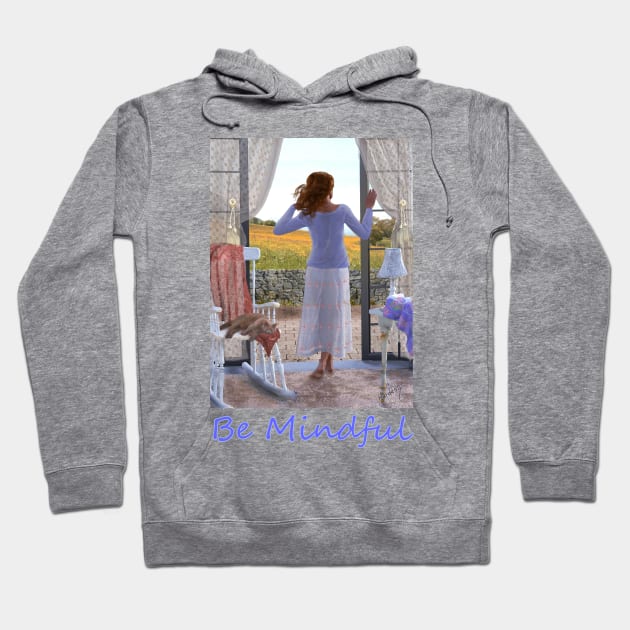 Woman looking out of window at meadow zen yoga buddhism Hoodie by Fantasyart123